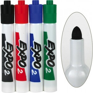Expo Low Odor/Dry Erase Markers – Bullet Tip, 4/pk
