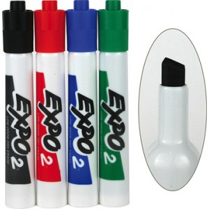 Expo Low Odor/Dry Erase Markers – Chisel Tip, 4/pk