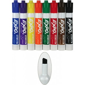Expo Low Odor/Dry Erase Markers – Chisel Tip, 8/pk