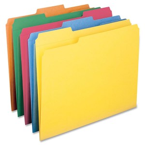 Colored File Folder, 1/3-Cut Tab, Letter Size, 24/Pk -  Assorted Primary Colors