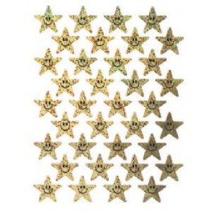 Sparkly Smiley Stars- Gold