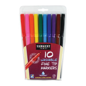 Sargent Washable Markers, 10/Pk – Fine Tip | Precision Fine Point Markers for Paper & Art Projects