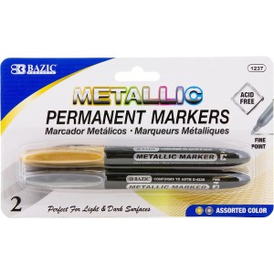 SILVER & GOLD METALLIC PERMANENT MARKERS 2/PK