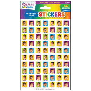 Boy Square Stickers, 6 Sheets, 420 pack.