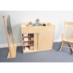 EZ Clean Birch Changing Cabinet With Trays 