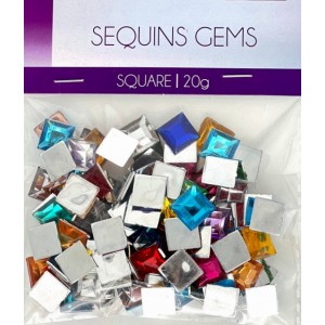  Multi-Color Square Rhinestone Sequin Gems - 12MM, 100 Pieces 