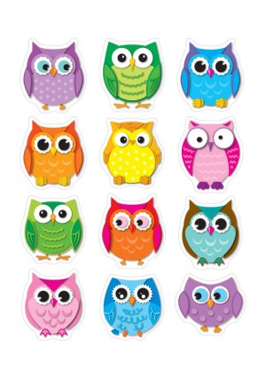 Colorful Owls Shape Stickers