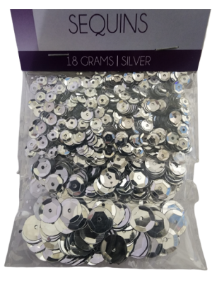 Silver Sequins Assorted Size 5,8,10mm 