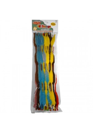 Chenille Bump, 12", 48/Pk - Multicolor | 12-inch chenille craft stems with bump texture