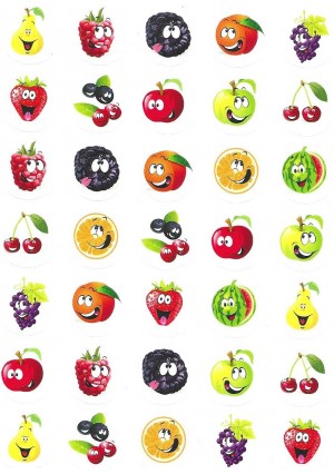 Happy Fruit Circle Stickers 10/Sheets