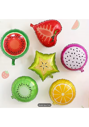 Tropical Fruit Foil Balloons-6 Pack 18"