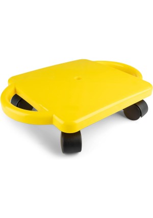 Champion Sports Standard Scooter Board with Handles, Assorted Colors (Yellow or Blue), 12 Inches