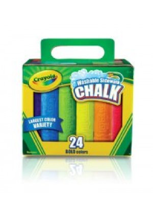 Crayola Washable Sidewalk Chalk Bucket – 24‑Count Assorted Bright Colors, Anti‑Roll Sticks, Non‑Toxic Outdoor Art Supplies