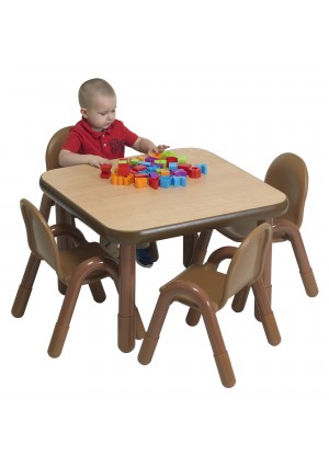 BASELINE® Preschool 30″ Square Table & Chair Set – Natural Wood