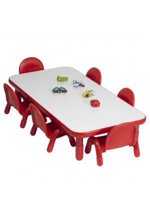 BASELINE® Toddler 60" x 30" Rectangular Table & Chair Set - Solid Candy Apple Red
