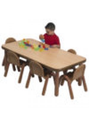 BASELINE® Preschool 60" x 30" Rectangular Table & Chair Set - Natural Wood
