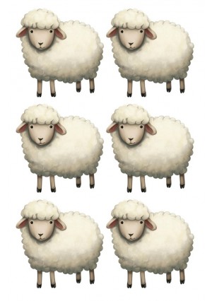 Animated Sheep Stickers 2" – Cute Farm Animal Reward Stickers for Kids Classroom Crafts (36 Pack, 6 Sheets)
