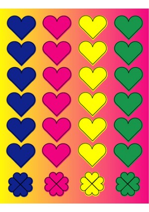 Stickers, 25 Sheets - Hearts