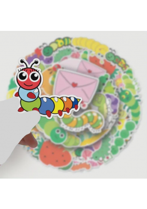 Caterpillar Stickers for Kids – 50 Pack Colorful Bug Stickers for Classroom Rewards, Crafts & DIY Projects
