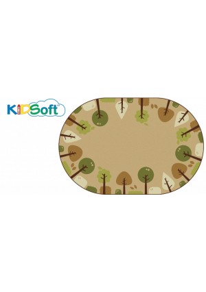 KIDSoft Tranquil Trees - Tan, NATURE, TAN, 8ft x 12ft Oval