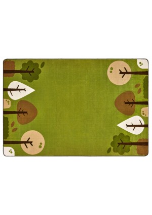 KIDSoft Tranquil Trees - Green, NATURE, GREEN, 4ft x 6ft Oval