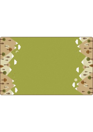 KIDSoft Tranquil Mountain - Green, NATURE, GREEN, 7ft 6in x 12ft Rectangle