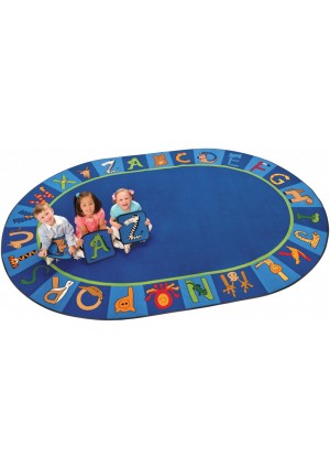 A to Z Animals, PRIMARY, BLUE, 8ft 3in x 11ft 8in Oval
