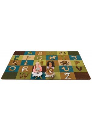 A to Z Animals, NATURE, BLUE, 7ft 6in x 12ft Rectangle