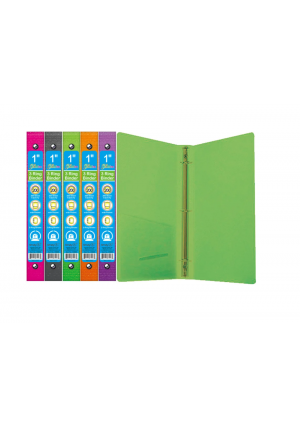 Poly Looseleaf Basic 3-Ring Binder, 1" – Assorted Colors!