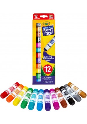 Crayola Quick Dry Paint Sticks – 12 Count, Multicolor | Washable, Mess-Free Paint for Kids, Classrooms, Camps & Daycare