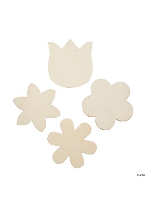 DIY Unfinished Wood Flowers with Magnets  24 PK,