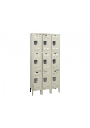 (Classroom)3-Tier Locker-3 Wide 12"Wx24"Hx15"D Openings Unassembled - Tan