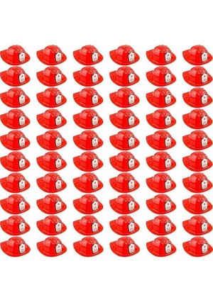 Red Fire Chief Hats, 12/Pk – Child-Size Plastic Helmets for Parties, Costumes & Imaginative Play