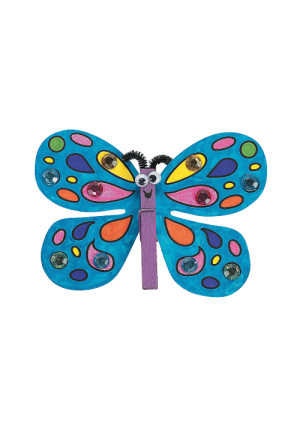 DIY Foam Butterfly Magnet Craft Kit for Kids – Clothespin Art Project, 6" Size, 10 Pack Classroom Craft Activity