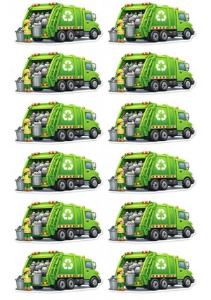 Garbage Truck Stickers 1"x2" – Construction Vehicle Reward Stickers for Kids Classroom Crafts (6 Sheets)