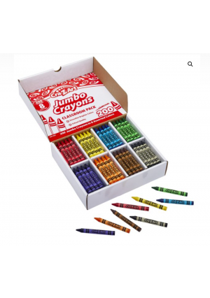 Crazy Art-Jumbo Crayon Classroom Pack 8 Color 200 Count box (Sargent S7136-200)
