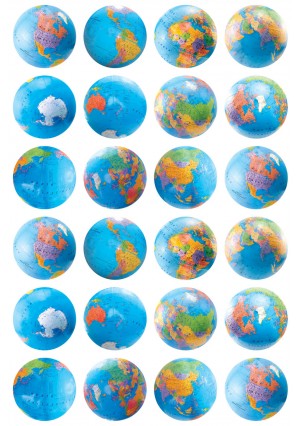Globe Stickers – 1″ Diameter, 20 Sheets