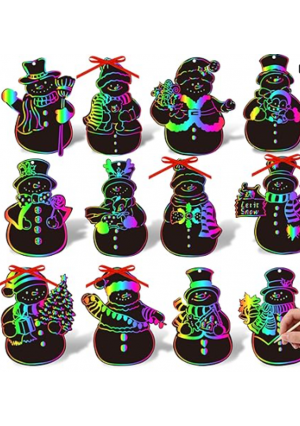 Winter Snowman Scratch Art