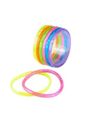 Glitter Bracelets, 12/Pk – Assorted Sparkly Bracelets for Kids, Party Favors & Dress-Up 