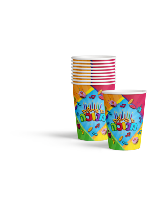 Chanukah Cups 9oz – Yiddish Design 10/Pk
