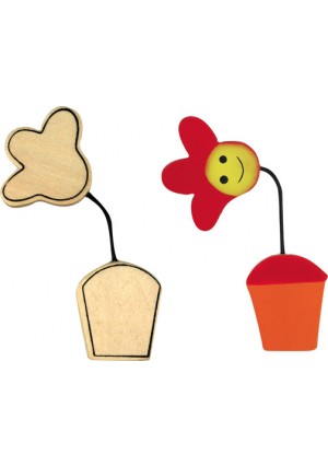 Wood Flower In Pot, with bendable wire