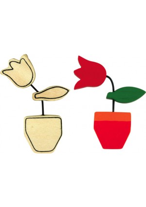 Wood Flower Pot Tulip, with bendable wire