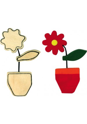 Wood Flower Pot Daisy, with bendable wire