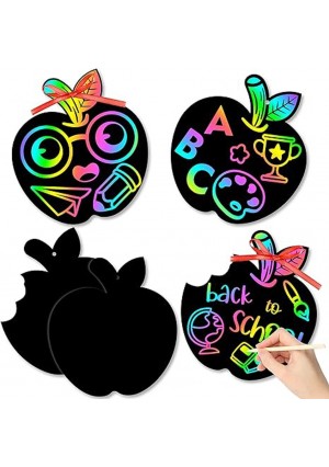 Apple Scratch Art With Ribbon 60/pk,  5"x6"