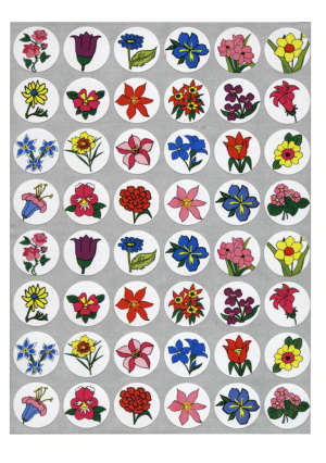 Round Circle Dot Sticker - Flowers - 10/Sheets