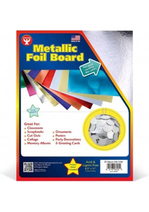 Foil Board, 8.5″ x 11″ – 25/Pk – Shiny Silver