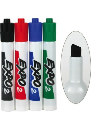 Expo Low Odor/Dry Erase Markers – Chisel Tip, 4/pk