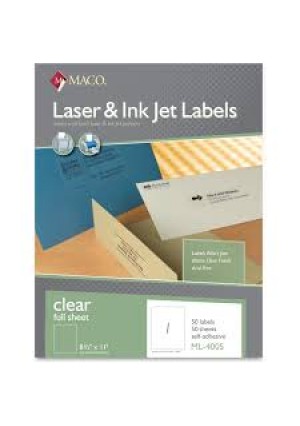 Full Page Clear Labels 100 pk – Printable Transparent Sticker Sheets for Classrooms, Crafts, Organization & DIY