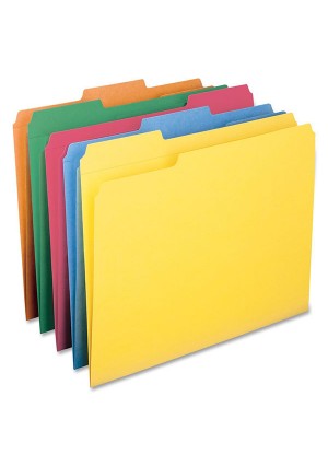 Colored File Folder, 1/3-Cut Tab, Letter Size, 24/Pk -  Assorted Primary Colors
