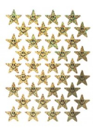 Sparkly Smiley Stars- Gold